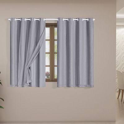 Cortina Blackout Voil Liso 2,80m x 1,80m Voil 100% Poliéster/Forro 100% PVC - Cinza