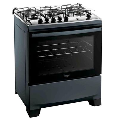 Fogão De Piso 5 Bocas Supreme Titanium Dako Com Mesa Inox Forno 100 Litros Bivolt