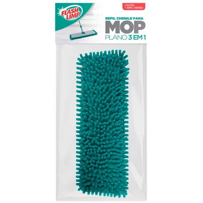 Refil para Mop Chenile Plano 3 em 1 FlashLimp Verde