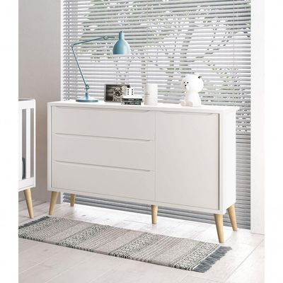 Cômoda Sapateira Théo New Branco Fosco Com Natural - Moveisaqui
