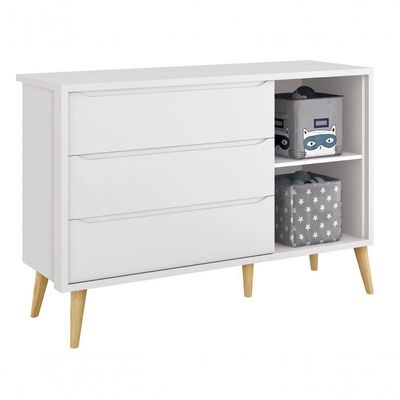 Cômoda Sapateira Théo New Branco Fosco Com Natural - Moveisaqui