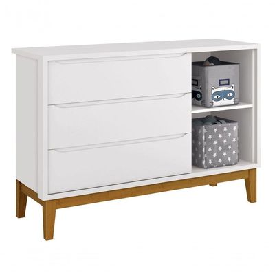 Cômoda Sapateira Classic New Branco Fosco Com Madeira - Reller