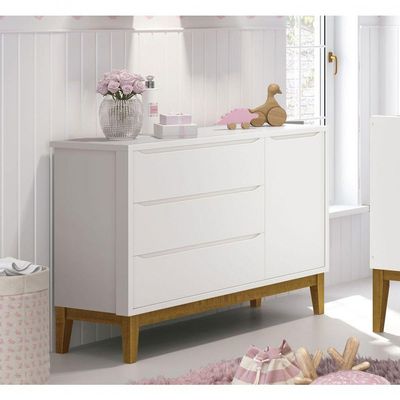 Cômoda Sapateira Classic New Branco Fosco Com Madeira - Reller
