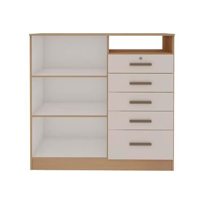 Cômoda 2 Portas 5 Gavetas 112cm MDP Guatemala Freijó/White Laca Genialflex Freijó/White Laca
