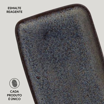 Conjunto de Travessas Retangulares Médias Porto Brasil Orgânico Titanium 33x13cm - 4 Peças Azul