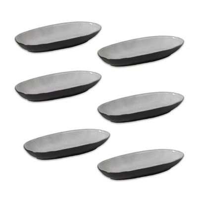 Conjunto de Travessas Ovais Grandes Orgânico Dust 4 Peças Porto Brasil Preto