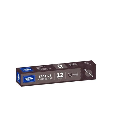 Conjunto de Facas de Churrasco Brinox Módena Aço Inox 12 Peças Acabamento Arredondado Aço Inox Inox