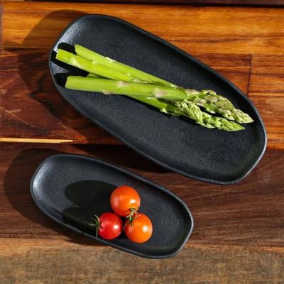 Conjunto de Travessas Ovais Pequenas Porto Brasil Orgânico Preto Matte 23x11cm - 4 Peças Preto