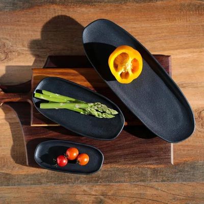 Conjunto de Travessas Ovais Pequenas Porto Brasil Orgânico Preto Matte 23x11cm - 4 Peças Preto