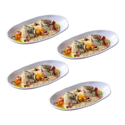 Conjunto de Travessas Ovais Grandes Porto Brasil Orgânico New White 32x16cm - 4 Peças Branco