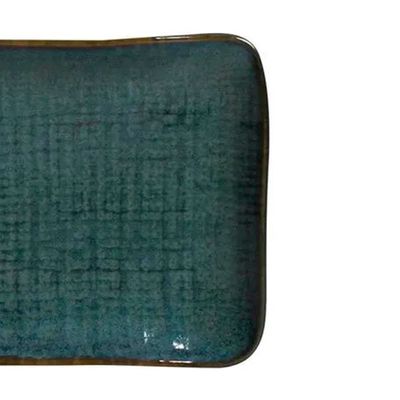 Conjunto de Travessas Retangulares Pequenas Porto Brasil Juta Oceano 18x14cm - 4 Peças Azul