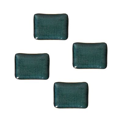 Conjunto de Travessas Retangulares Pequenas Porto Brasil Juta Oceano 18x14cm - 4 Peças Azul
