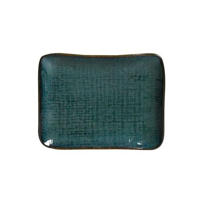 Conjunto de Travessas Retangulares Pequenas Porto Brasil Juta Oceano 18x14cm - 4 Peças Azul