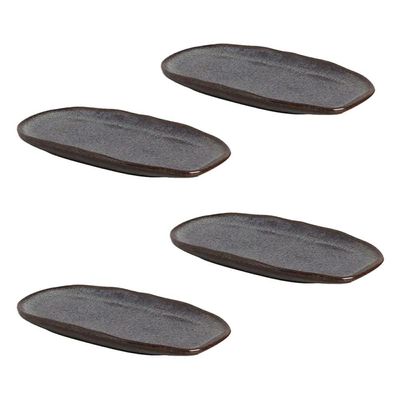 Conjunto de Travessas Ovais Rasas Porto Brasil Orgânico Titanium 23x11cm - 4 Peças Azul