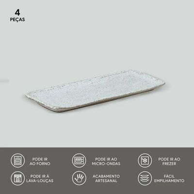 Jogo de 4 Travessas Retangulares 22x9,5cm Stoneware Orgânico Pistache Porto Brasil n/a
