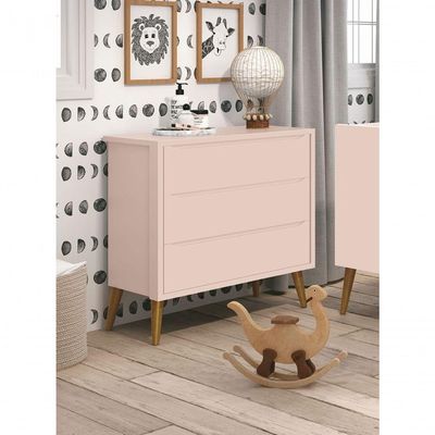Cômoda Gaveteiro Théo New Rosa Fosco Com Madeira - Moveisaqui
