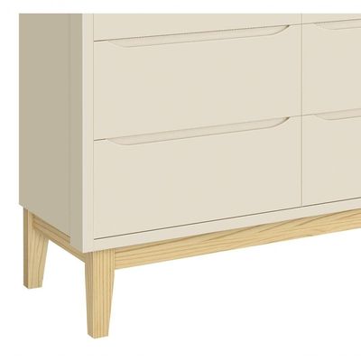 Cômoda 6 Gavetas Classic New Areia Fosco Com Natural - Reller
