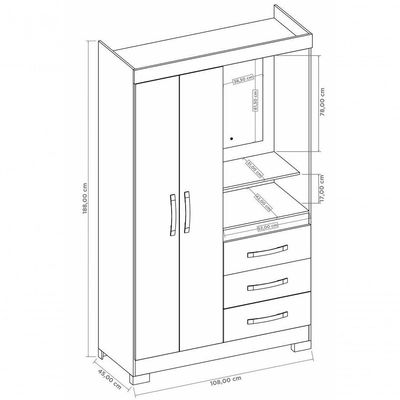 Guarda-roupa 2 Portas Denali Freijó Com Off White - Moveisaqui