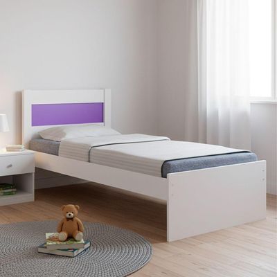 Cama Solteiro Prisma Branco Com Lilás - Jea Móveis