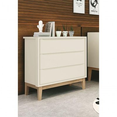 Cômoda Gaveteiro Classic New Areia Fosco Com Natural - Moveisaqui
