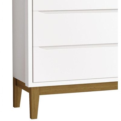 Cômoda Gaveteiro Classic New Branco Fosco Com Madeira - Reller