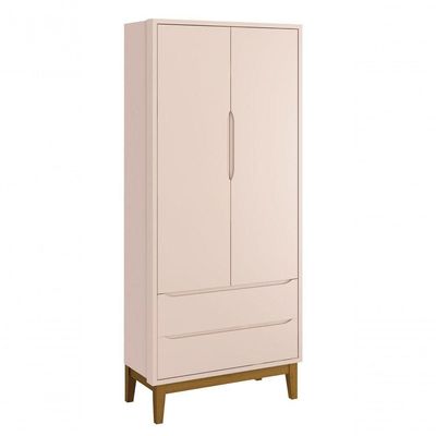 Jogo De Quarto Para Bebê Completo 2 Portas Classic New Rosa Fosco Com Madeira - Moveisaqui