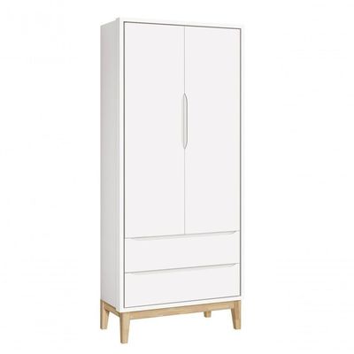 Jogo De Quarto Para Bebê Completo 2 Portas Classic New Branco Fosco Com Natural - Moveisaqui