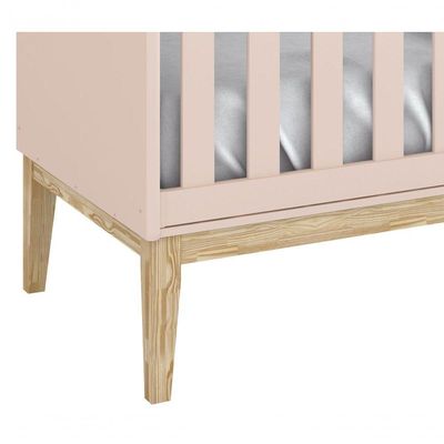 Berço Americano Classic New Rosa Fosco Com Natural - Moveisaqui
