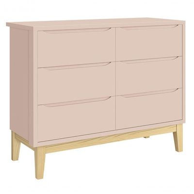 Jogo De Quarto Para Bebê Classic New Rosa Fosco Com Natural - Reller