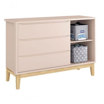 Cômoda Sapateira Classic New Rosa Fosco Com Natural - Reller