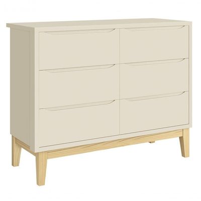 Cômoda 6 Gavetas Classic New Areia Fosco Com Natural - Moveisaqui