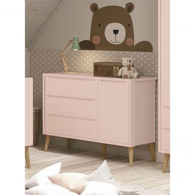 Cômoda Sapateira Théo New Rosa Fosco Com Natural - Moveisaqui