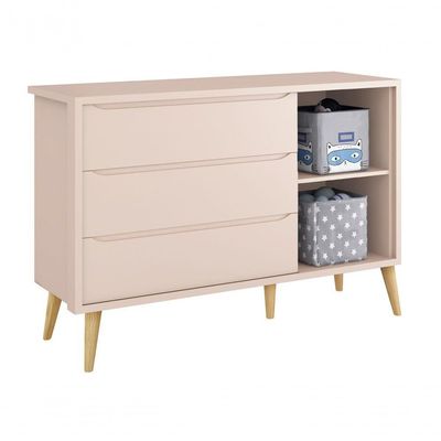 Cômoda Sapateira Théo New Rosa Fosco Com Natural - Moveisaqui