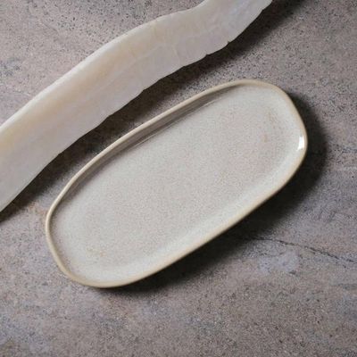 Conjunto de Travessas Ovais Pequenas Porto Brasil Orgânico Latte 23x11cm - 4 Peças Off White