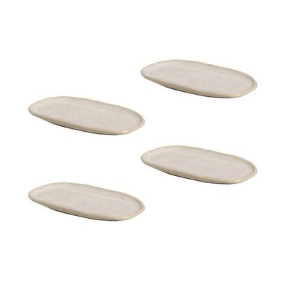 Conjunto de Travessas Ovais Pequenas Porto Brasil Orgânico Latte 23x11cm - 4 Peças Off White