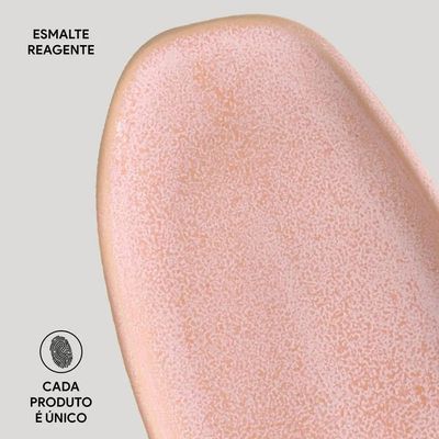 Conjunto de Travessas Ovais Pequenas Porto Brasil Orgânico Litchi 23x11cm - 4 Peças Rosa