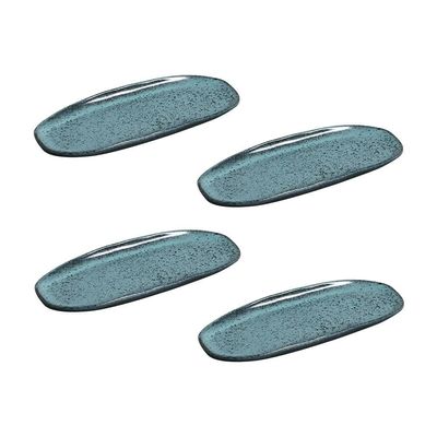 Conjunto de Travessas Ovais Pequenas Porto Brasil Orgânico Night Sky 23x11cm - 4 Peças Azul