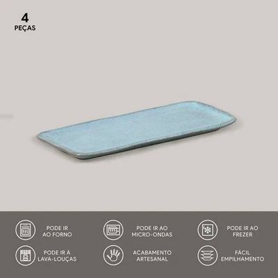 Jogo de 4 Travessas Retangulares 22x9,5cm Stoneware Orgânico Breeze Porto Brasil n/a