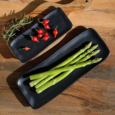 Conjunto de Travessas Retangulares Pequenas Porto Brasil Orgânico Preto Matte 22x9,5cm - 4 Peças Preto