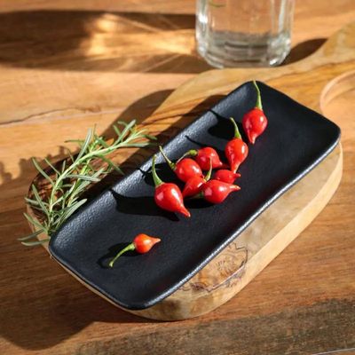 Conjunto de Travessas Retangulares Pequenas Porto Brasil Orgânico Preto Matte 22x9,5cm - 4 Peças Preto