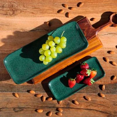 Jogo de 4 Travessas Retangulares 22x9,5cm Stoneware Orgânico Greenery Porto Brasil n/a