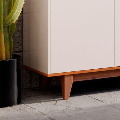 Buffet 4 Portas Flow Off White Com Freijo