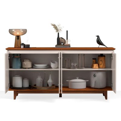 Buffet 4 Portas Flow Off White Com Freijo