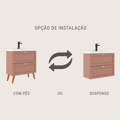 Gabinete Para Banheiro Com Cuba E Espelho Redondo 80cm Retro Mdf Verde Milano - On Móveis