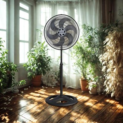 Ventilador Oscilante De Coluna Turbo 6 Pás 50cm Preto 110V