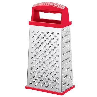 Ralador de 4 Faces Inox com Base Antiderrapante Euro Home Vermelho
