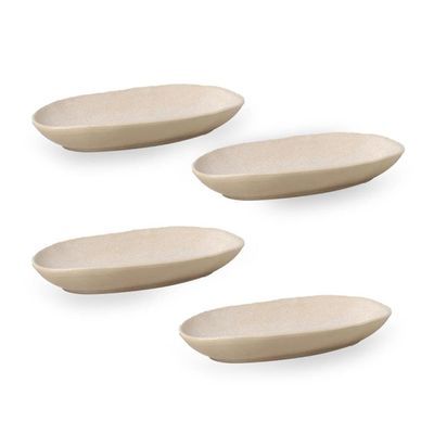 Conjunto de Travessas Ovais Grandes Orgânico Latte 32x16cm 4 Peças Porto Brasil Off White