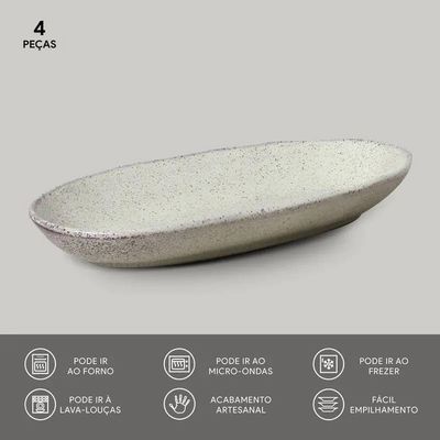 Conjunto de Travessas Ovais Grandes Porto Brasil Orgânico Pistache 32x16cm - 4 Peças Verde