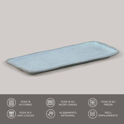 Conjunto de Travessas Retangular Média Porto Brasil Orgânico Breeze 33x13cm - 4 Peças Azul