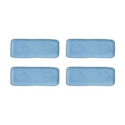 Conjunto de Travessas Retangular Média Porto Brasil Orgânico Breeze 33x13cm - 4 Peças Azul